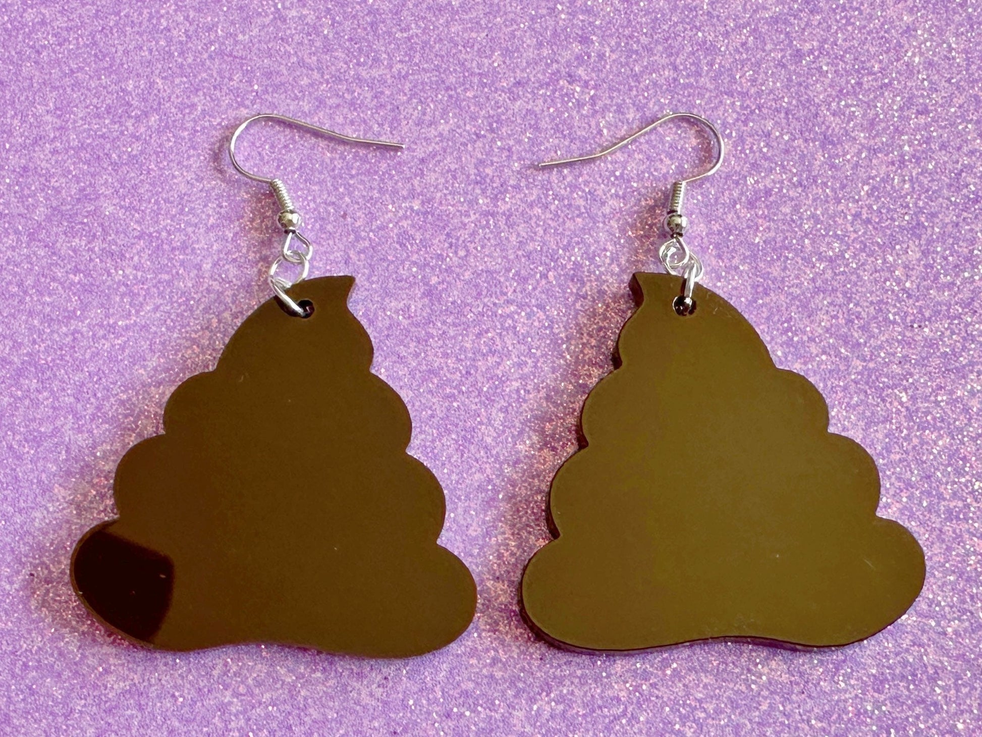 Poop Earrings: Dark Brown Laser Cut Acrylic Poops, Silly Brown Turds, Poop Emoji, Funny, Gag Gift, Gifts for Her/Him/Them