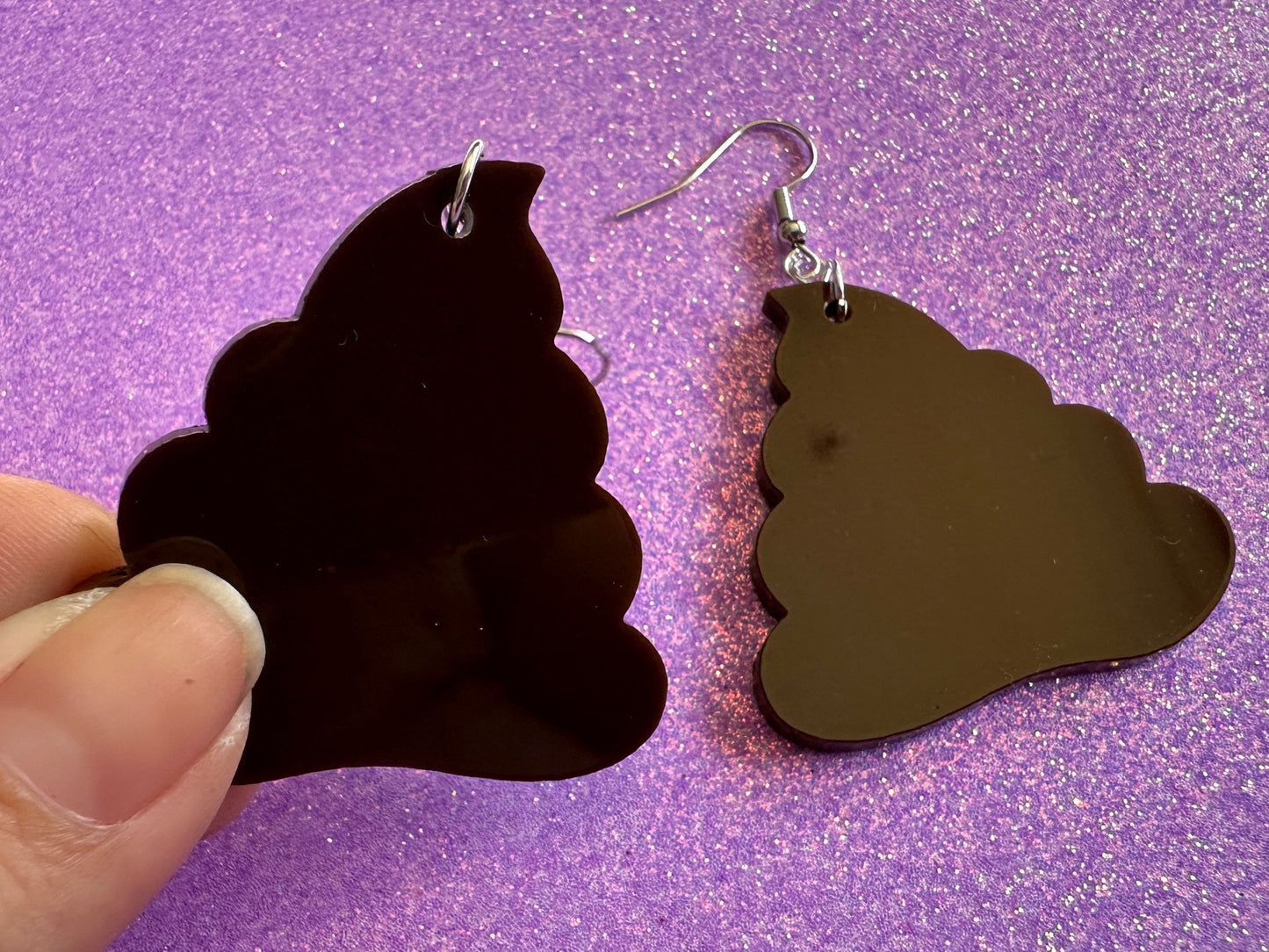 Poop Earrings: Dark Brown Laser Cut Acrylic Poops, Silly Brown Turds, Poop Emoji, Funny, Gag Gift, Gifts for Her/Him/Them