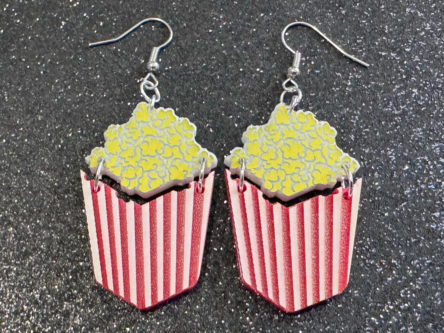 Popcorn Earrings: Laser Cut Acrylic Popcorn Bags, Movies, Popped Corn, Dessert, Snacks, Gallon Popcorn, Best Gifts for Her/Him/Them