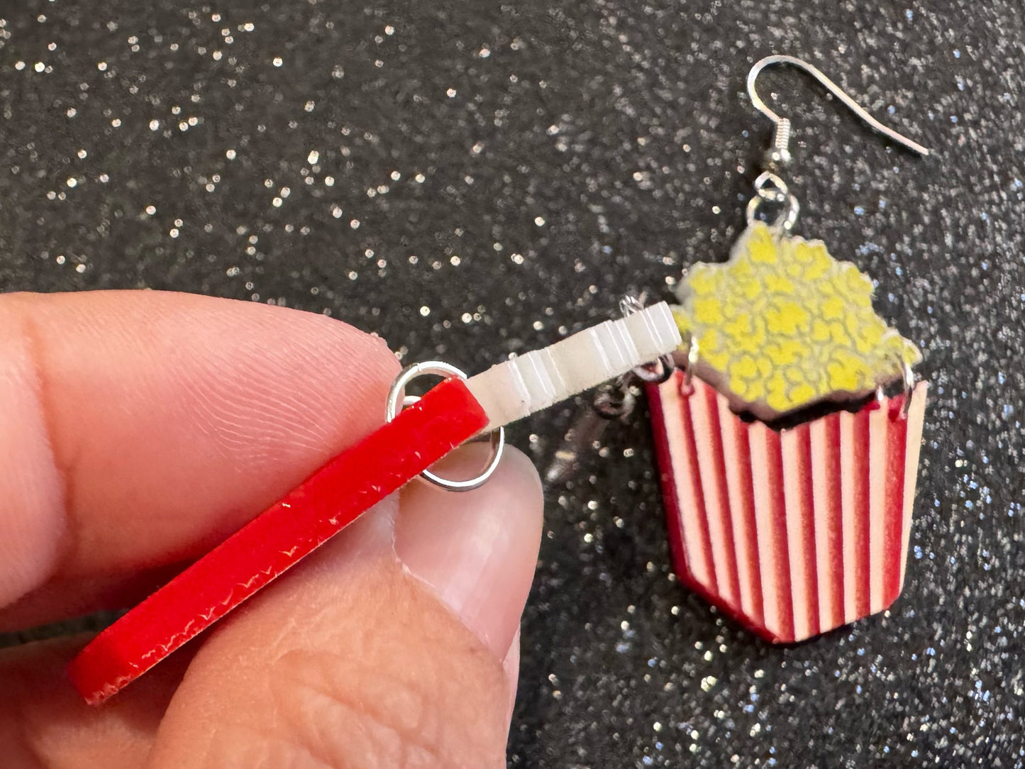 Popcorn Earrings: Laser Cut Acrylic Popcorn Bags, Movies, Popped Corn, Dessert, Snacks, Gallon Popcorn, Best Gifts for Her/Him/Them