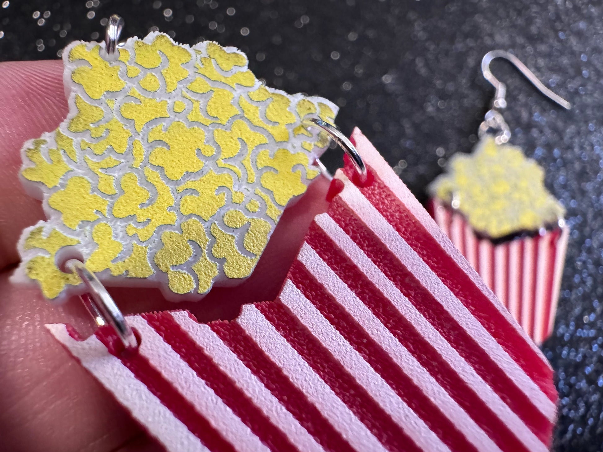 Popcorn Earrings: Laser Cut Acrylic Popcorn Bags, Movies, Popped Corn, Dessert, Snacks, Gallon Popcorn, Best Gifts for Her/Him/Them