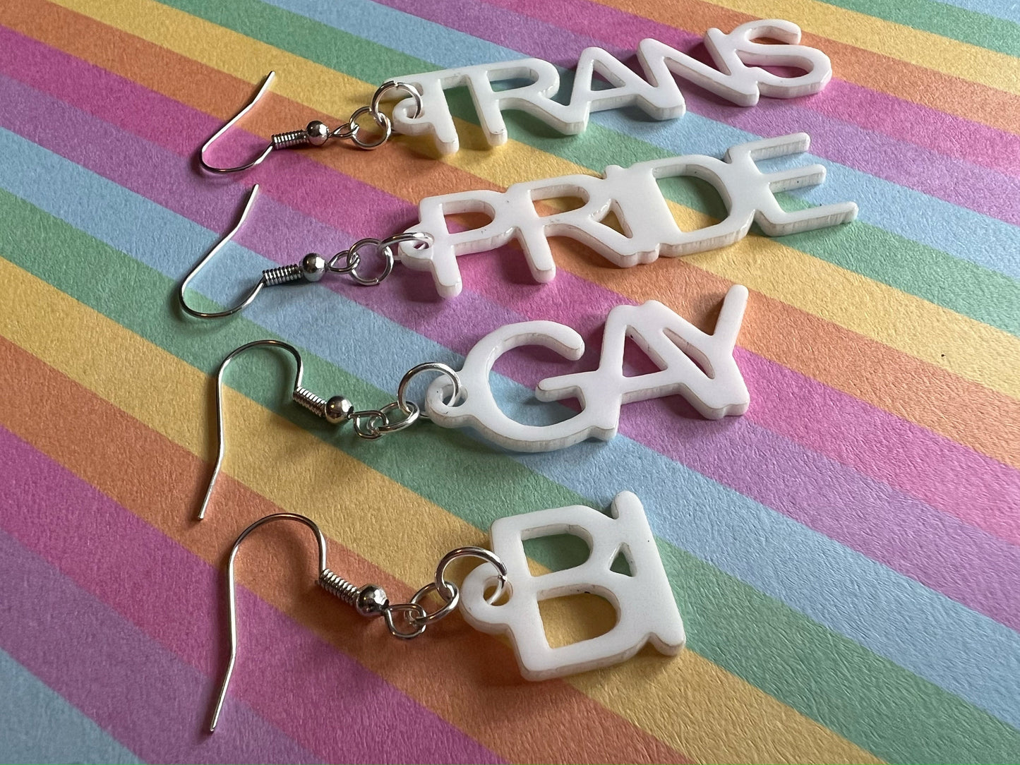 Pride Earrings: Laser Cut Acrylic Identity Earrings, Gay, Trans, Bi, Love is Love, Best Gifts for Her/Him/Them