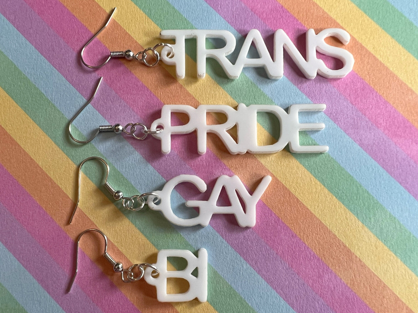 Pride Earrings: Laser Cut Acrylic Identity Earrings, Gay, Trans, Bi, Love is Love, Best Gifts for Her/Him/Them
