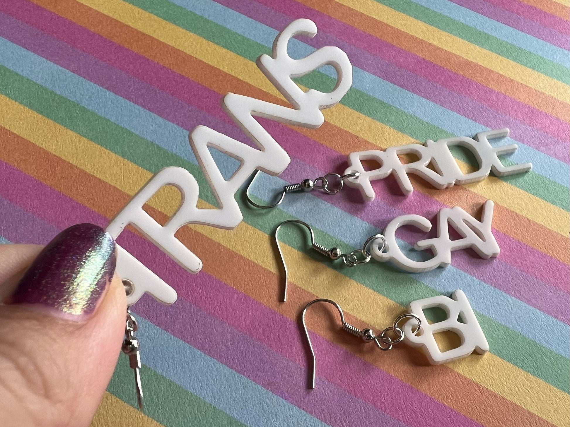 Pride Earrings: Laser Cut Acrylic Identity Earrings, Gay, Trans, Bi, Love is Love, Best Gifts for Her/Him/Them
