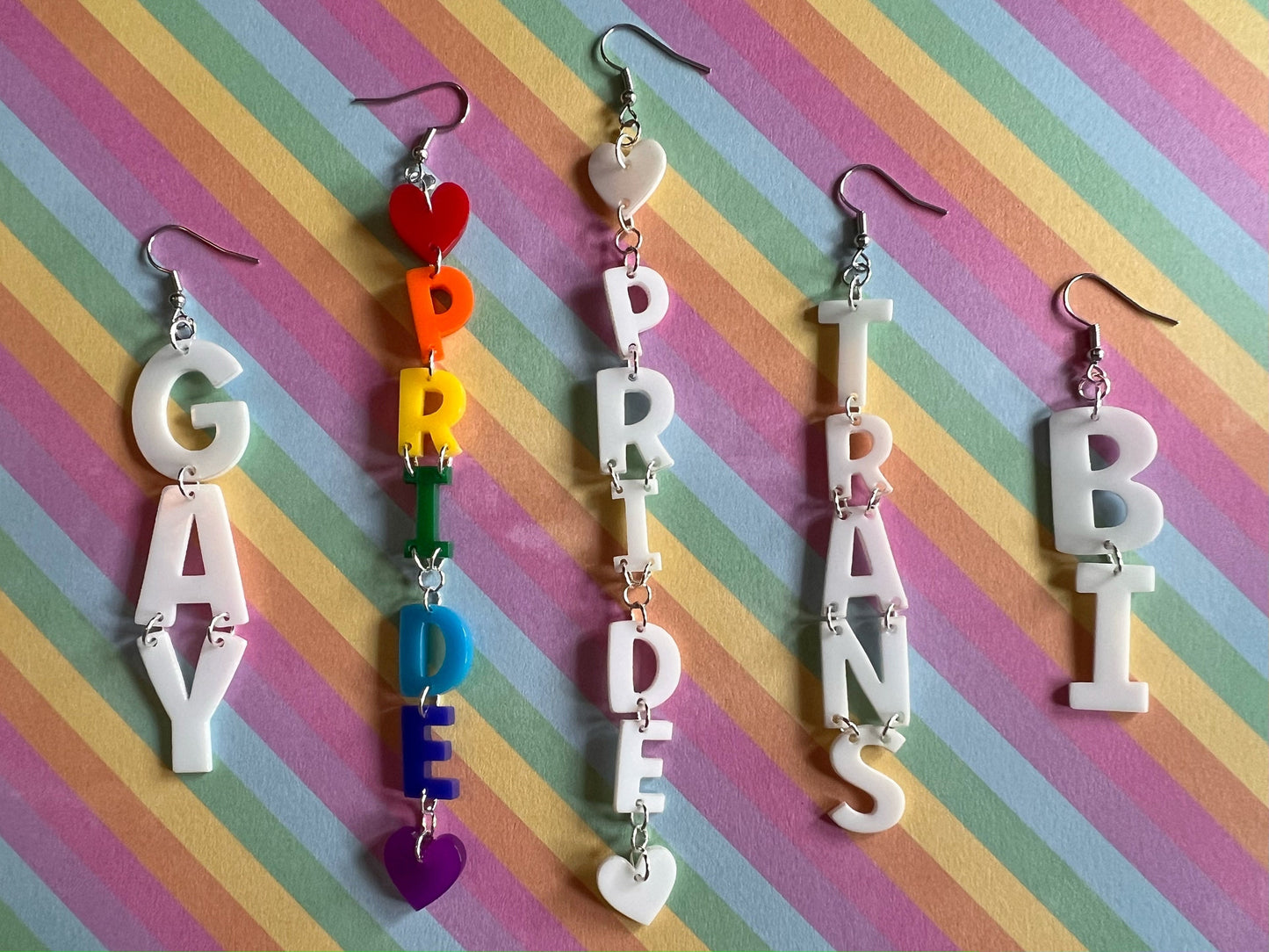 Pride Earrings: Laser Cut Acrylic Identity Earrings, Gay, Trans, Bi, Love is Love, Pride Parade Swag, Novelty, Best Gifts for Her/Him/Them