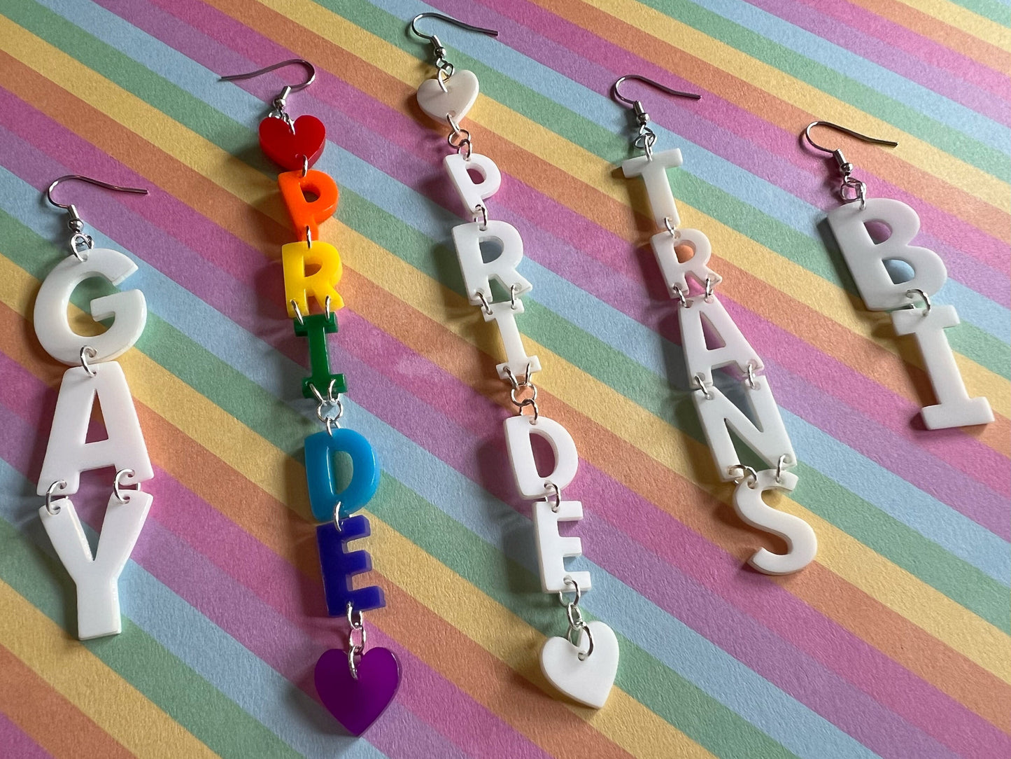 Pride Earrings: Laser Cut Acrylic Identity Earrings, Gay, Trans, Bi, Love is Love, Pride Parade Swag, Novelty, Best Gifts for Her/Him/Them