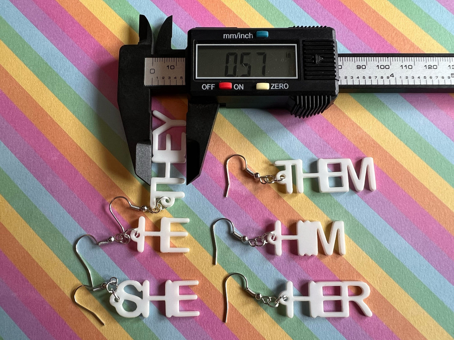 Pronoun Earrings: Pride, She, Her, He, Him, They, Them, Gender, Identity, Laser Cut Acrylic, Gifts for Her/Him/Them