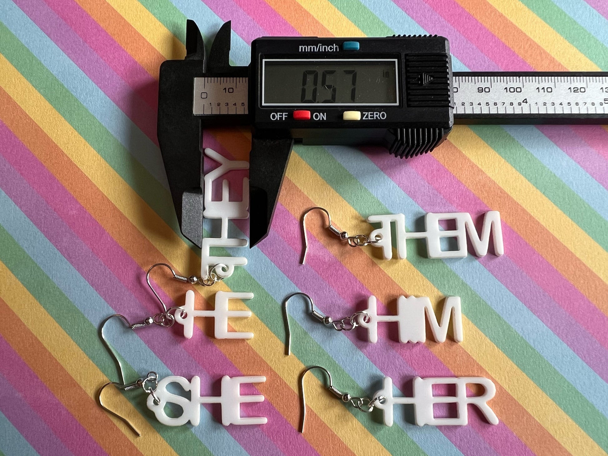 Pronoun Earrings: Pride, She, Her, He, Him, They, Them, Gender, Identity, Laser Cut Acrylic, Gifts for Her/Him/Them