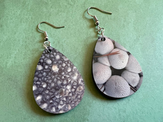 Puff Ball Mushroom Earrings: Mycology, Chanterelle, Morel, Bolete, Amanita Sublimated, Mushroom Jewelry, Best Gifts for Her/Him/Them