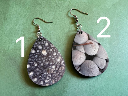 Puff Ball Mushroom Earrings: Mycology, Chanterelle, Morel, Bolete, Amanita Sublimated, Mushroom Jewelry, Best Gifts for Her/Him/Them