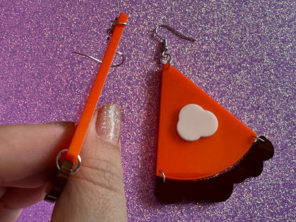 Pumpkin Pie Earrings: Laser Cut Acrylic Pumpkin Pie Slice with Whipped Cream, Cake, Dessert, Pastry, Fall, Christmas, Gifts for Her/Him/Them