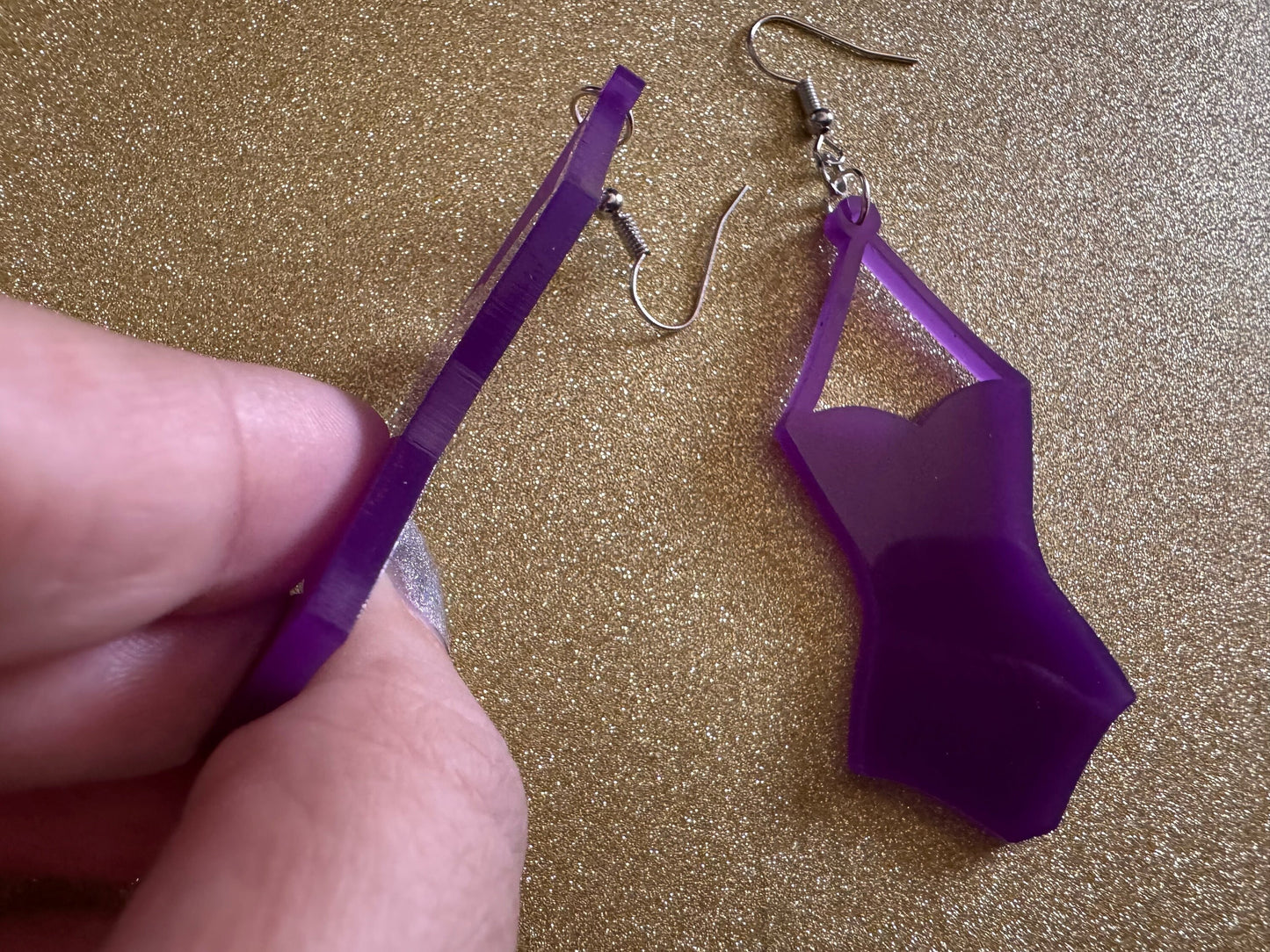 Purple Bathing Suit Earrings: Laser Cut Acrylic Swimsuit Earrings, Beach, Swim, Swimming, Swimmer, Vacay, Best Gifts for Her/Him/Them