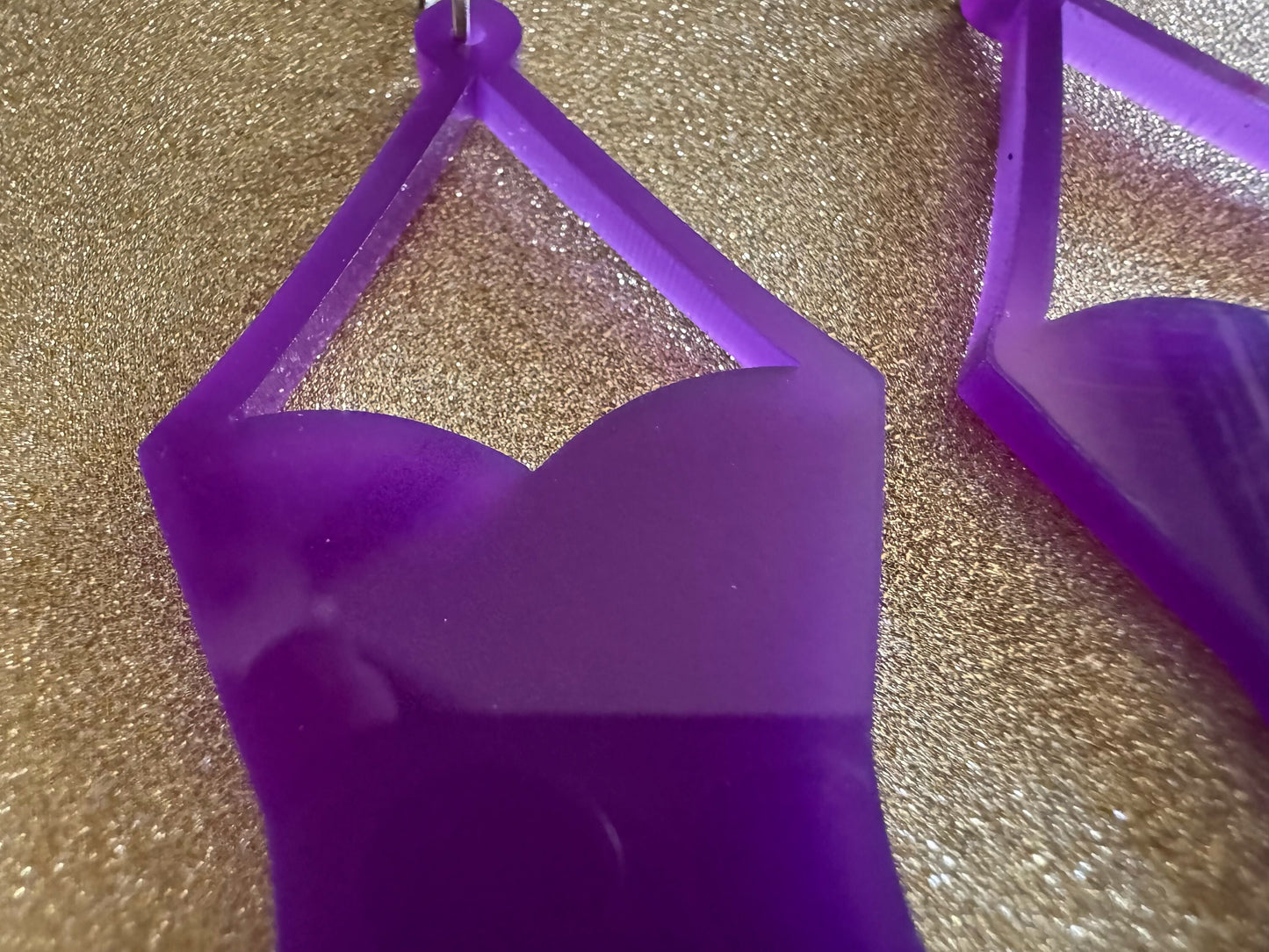 Purple Bathing Suit Earrings: Laser Cut Acrylic Swimsuit Earrings, Beach, Swim, Swimming, Swimmer, Vacay, Best Gifts for Her/Him/Them