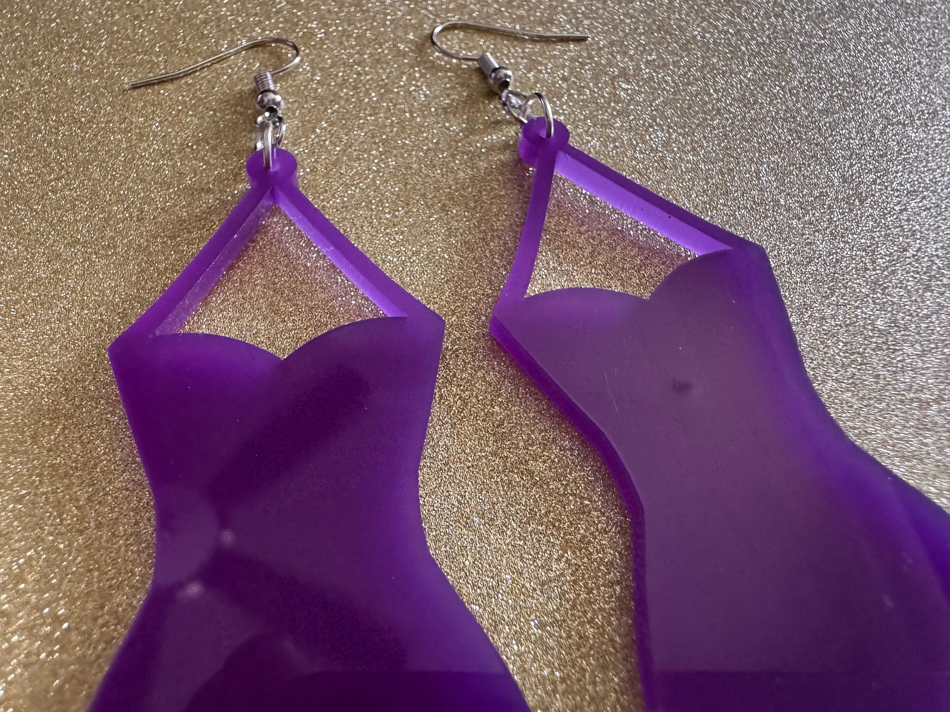 Purple Bathing Suit Earrings: Laser Cut Acrylic Swimsuit Earrings, Beach, Swim, Swimming, Swimmer, Vacay, Best Gifts for Her/Him/Them