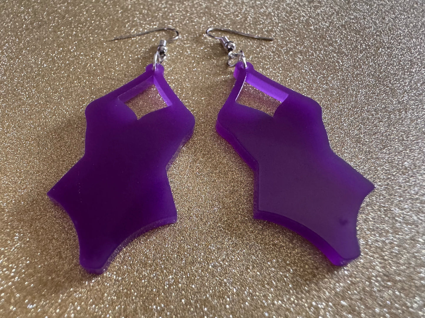 Purple Bathing Suit Earrings: Laser Cut Acrylic Swimsuit Earrings, Beach, Swim, Swimming, Swimmer, Vacay, Best Gifts for Her/Him/Them