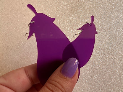 Purple Eggplant Earrings: Laser Cut Acrylic Obergine, Vegetable, Food, Veggies, Vegan, Eggplant Emoji, Food Earrings, Gifts for Her/Him/Them