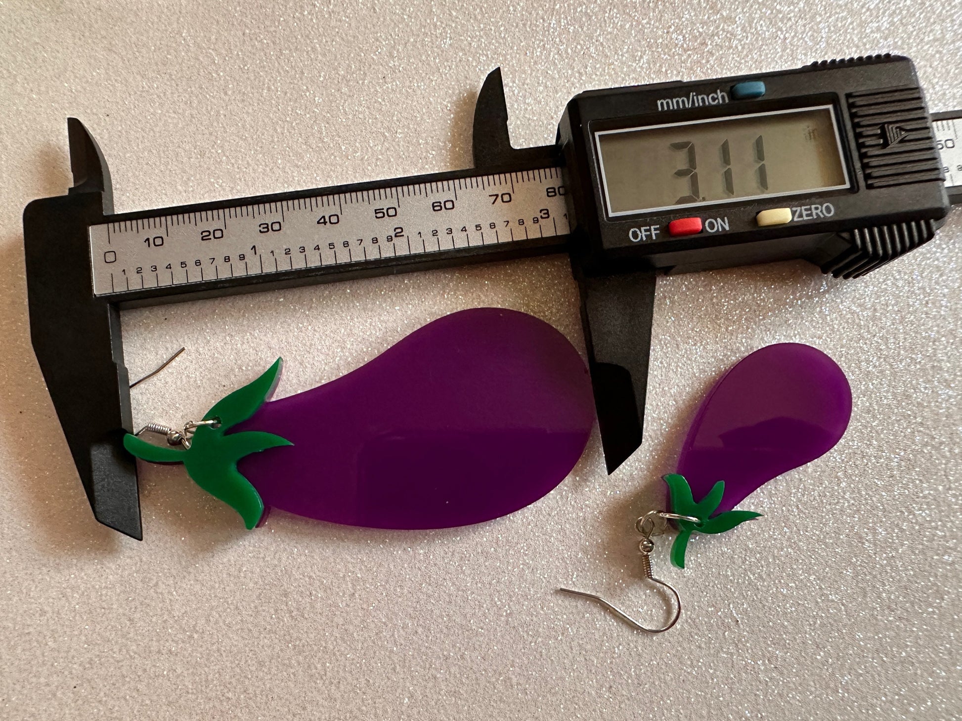 Purple Eggplant Earrings: Laser Cut Acrylic Obergine, Vegetable, Food, Veggies, Vegan, Eggplant Emoji, Food Earrings, Gifts for Her/Him/Them