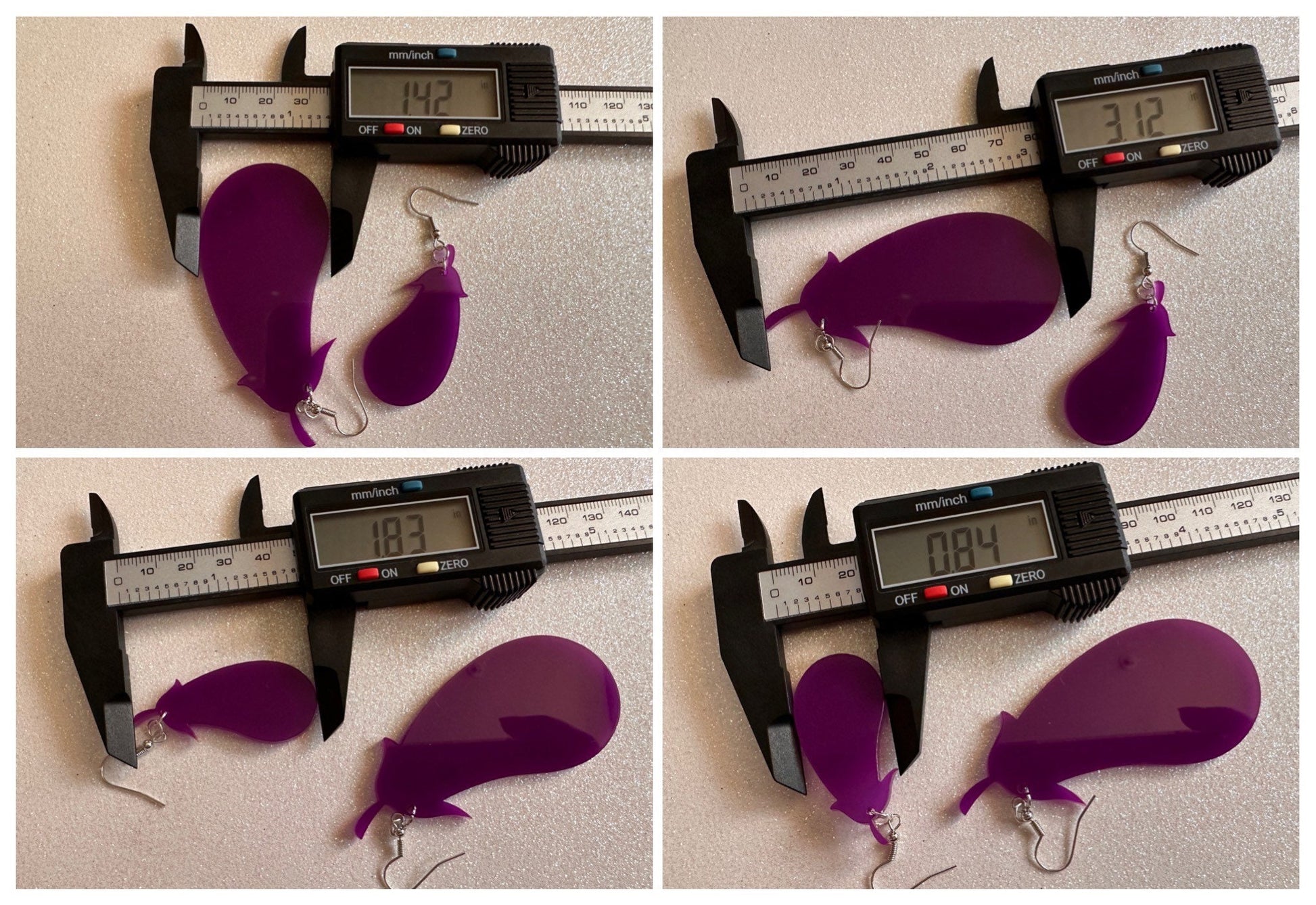 Purple Eggplant Earrings: Laser Cut Acrylic Obergine, Vegetable, Food, Veggies, Vegan, Eggplant Emoji, Food Earrings, Gifts for Her/Him/Them