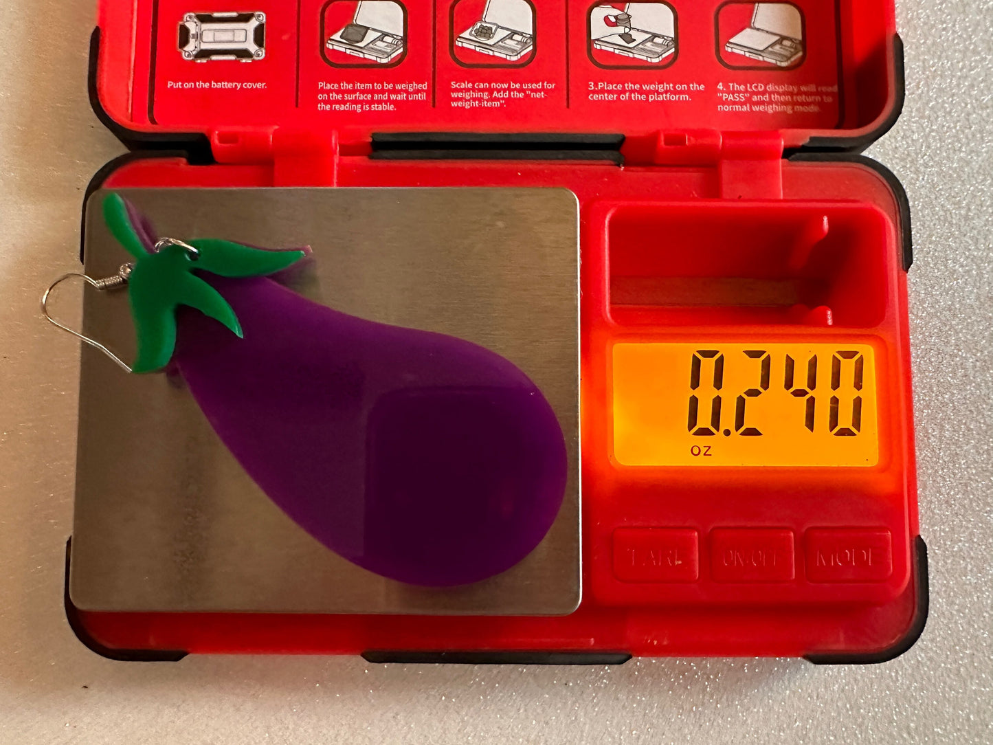 Purple Eggplant Earrings: Laser Cut Acrylic Obergine, Vegetable, Food, Veggies, Vegan, Eggplant Emoji, Food Earrings, Gifts for Her/Him/Them