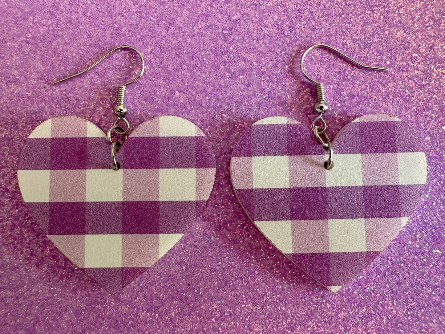 Purple Plaid Earrings: Laser Cut Acrylic Patterns, Picnic, Shapes, Flannel, Schoolgirl, Preppy, Gag Gift, Best Gifts for Her/Him/Them