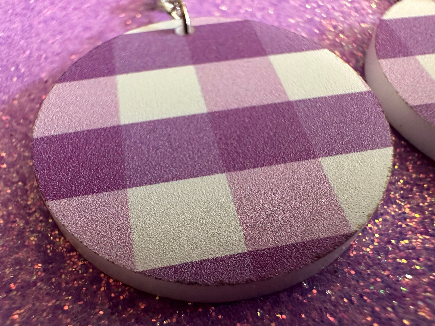 Purple Plaid Earrings: Laser Cut Acrylic Patterns, Picnic, Shapes, Flannel, Schoolgirl, Preppy, Gag Gift, Best Gifts for Her/Him/Them