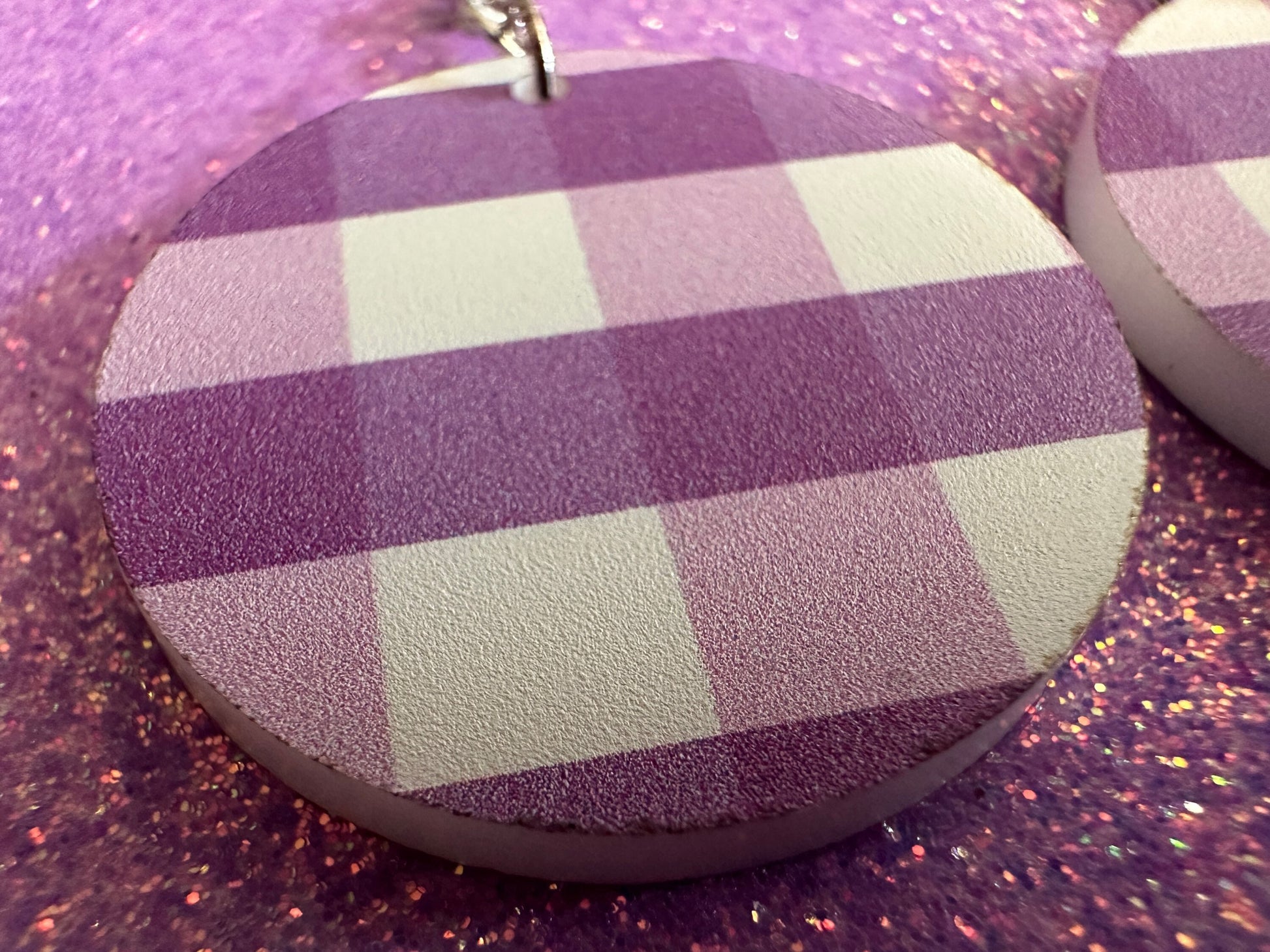 Purple Plaid Earrings: Laser Cut Acrylic Patterns, Picnic, Shapes, Flannel, Schoolgirl, Preppy, Gag Gift, Best Gifts for Her/Him/Them