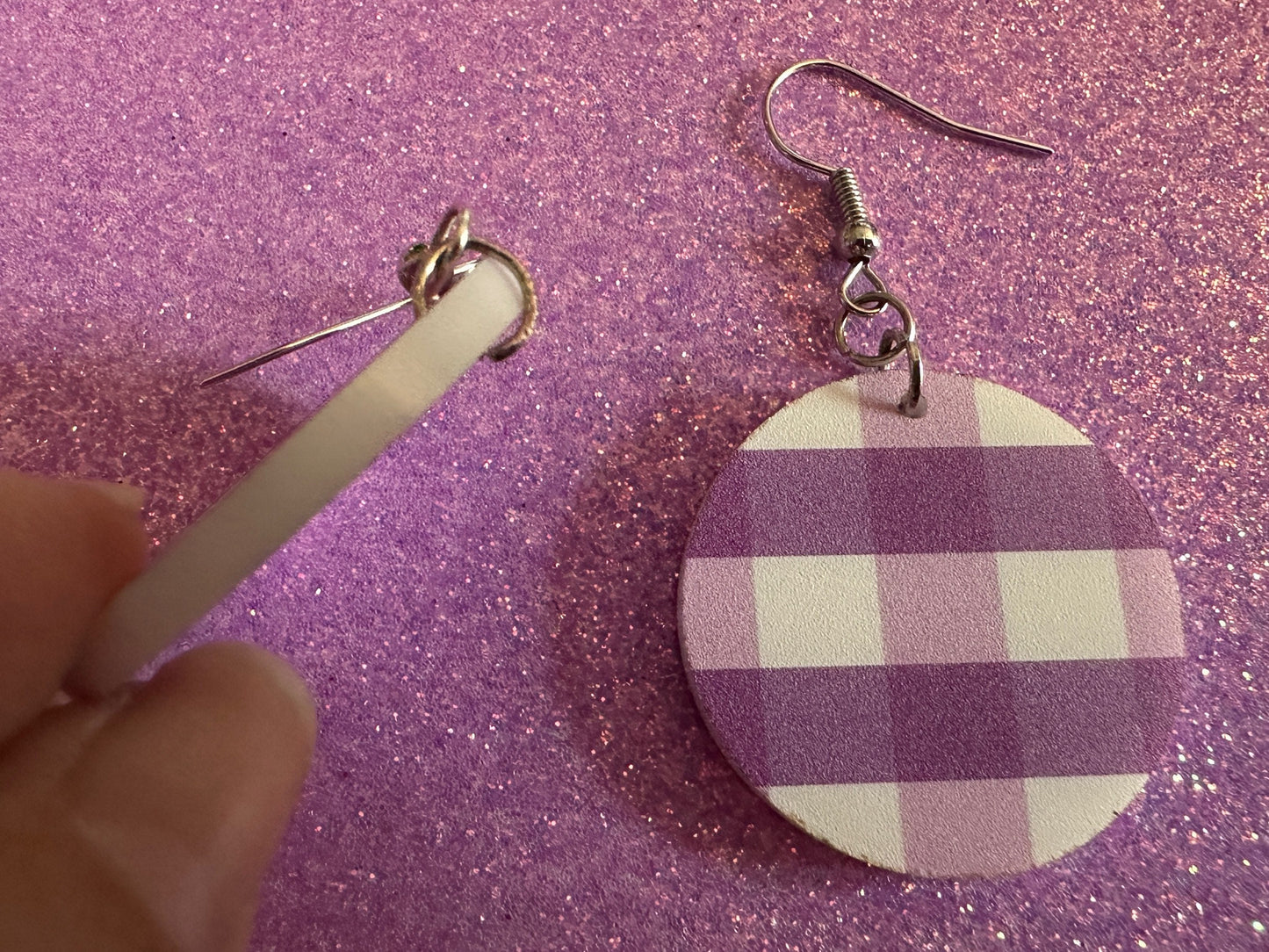 Purple Plaid Earrings: Laser Cut Acrylic Patterns, Picnic, Shapes, Flannel, Schoolgirl, Preppy, Gag Gift, Best Gifts for Her/Him/Them