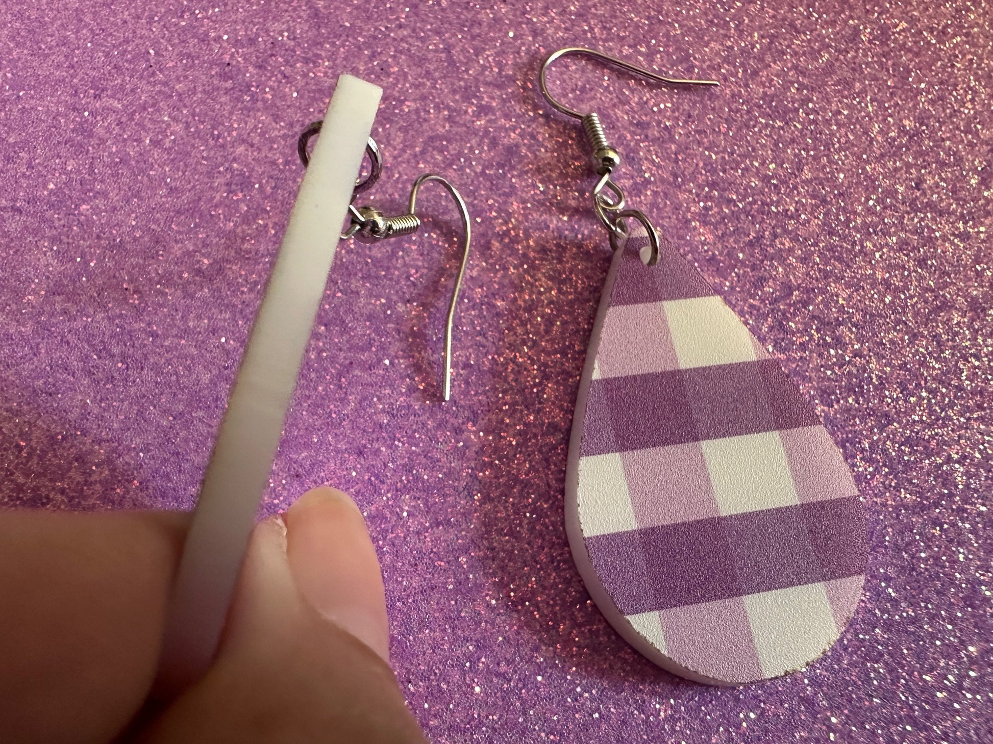 Purple Plaid Earrings: Laser Cut Acrylic Patterns, Picnic, Shapes, Flannel, Schoolgirl, Preppy, Gag Gift, Best Gifts for Her/Him/Them