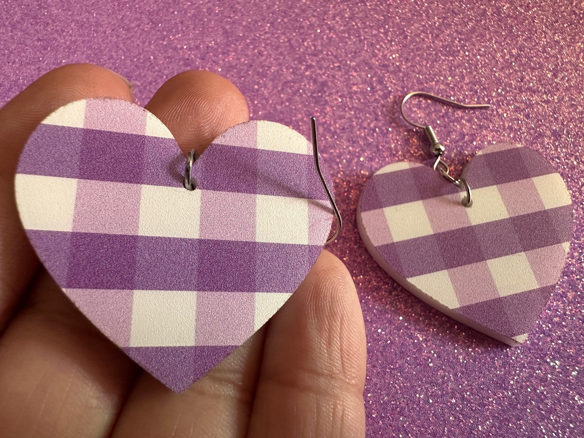 Purple Plaid Earrings: Laser Cut Acrylic Patterns, Picnic, Shapes, Flannel, Schoolgirl, Preppy, Gag Gift, Best Gifts for Her/Him/Them