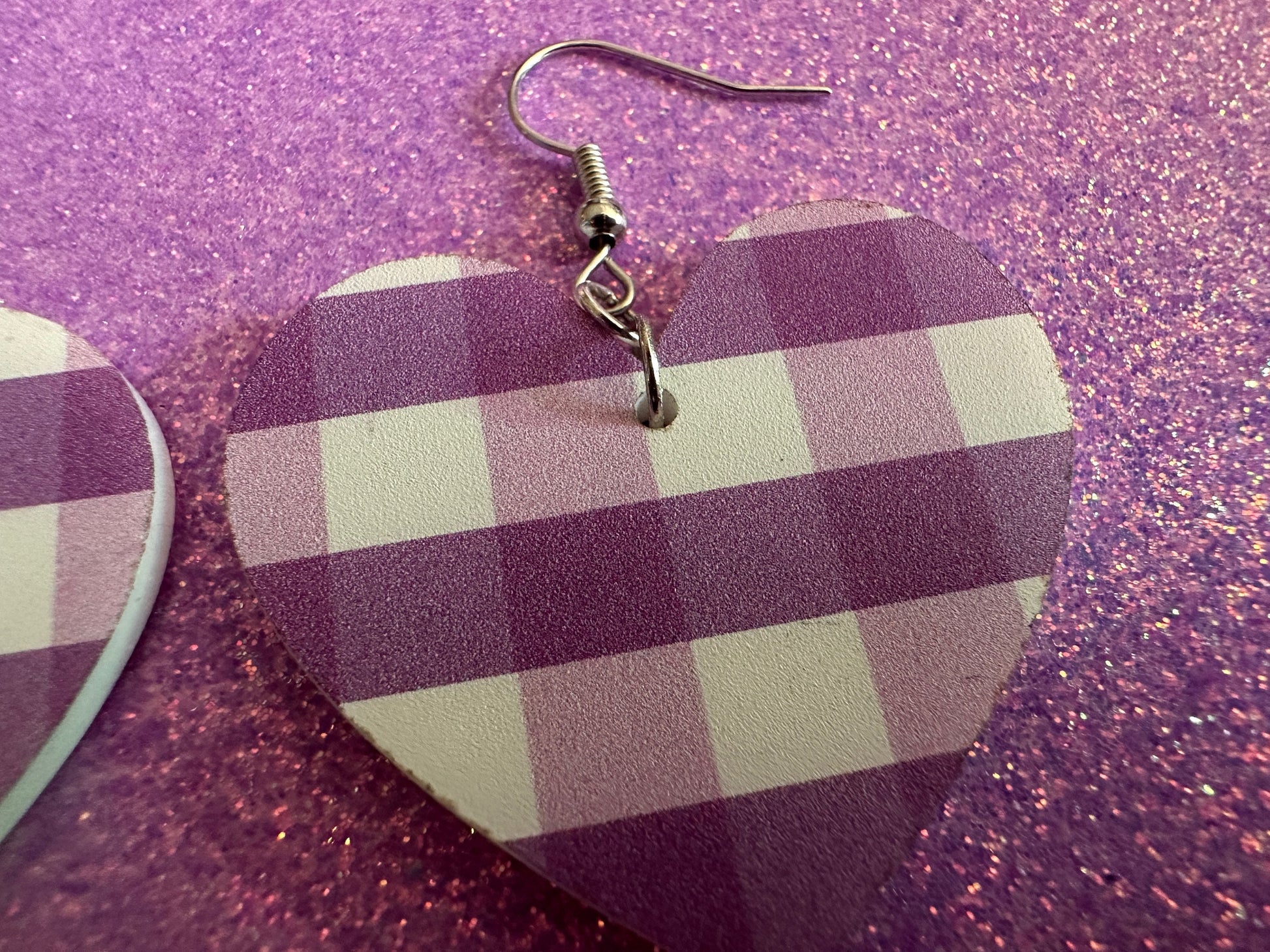 Purple Plaid Earrings: Laser Cut Acrylic Patterns, Picnic, Shapes, Flannel, Schoolgirl, Preppy, Gag Gift, Best Gifts for Her/Him/Them