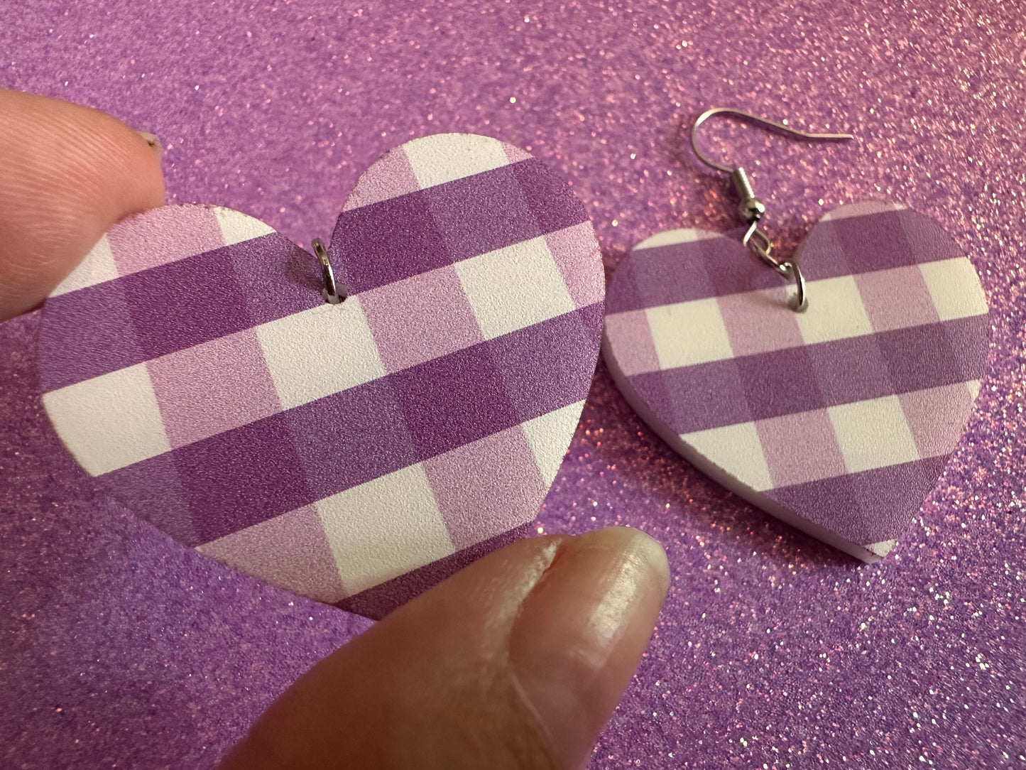 Purple Plaid Earrings: Laser Cut Acrylic Patterns, Picnic, Shapes, Flannel, Schoolgirl, Preppy, Gag Gift, Best Gifts for Her/Him/Them