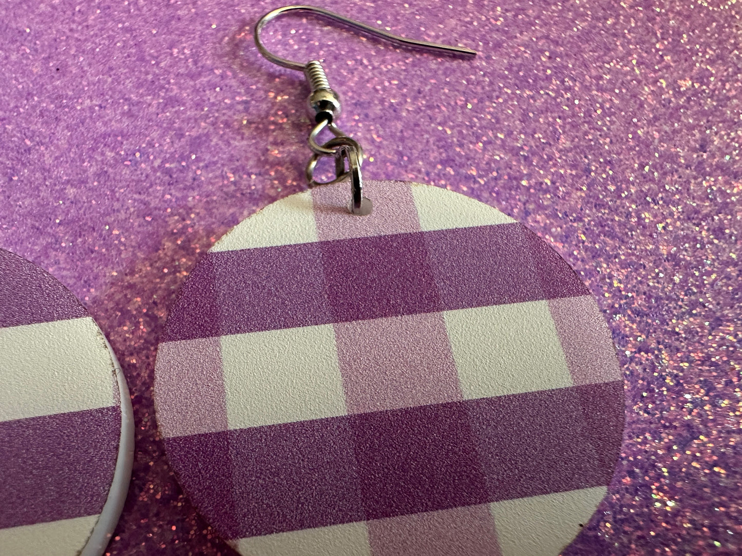 Purple Plaid Earrings: Laser Cut Acrylic Patterns, Picnic, Shapes, Flannel, Schoolgirl, Preppy, Gag Gift, Best Gifts for Her/Him/Them