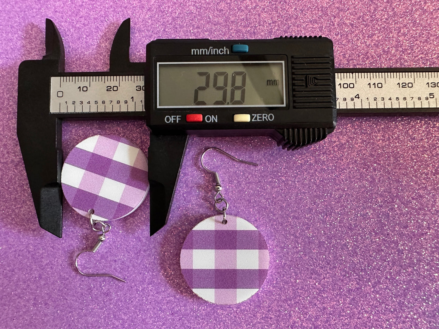 Purple Plaid Earrings: Laser Cut Acrylic Patterns, Picnic, Shapes, Flannel, Schoolgirl, Preppy, Gag Gift, Best Gifts for Her/Him/Them