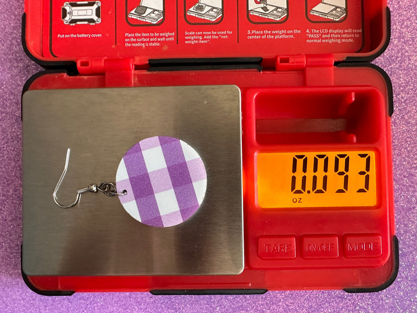 Purple Plaid Earrings: Laser Cut Acrylic Patterns, Picnic, Shapes, Flannel, Schoolgirl, Preppy, Gag Gift, Best Gifts for Her/Him/Them