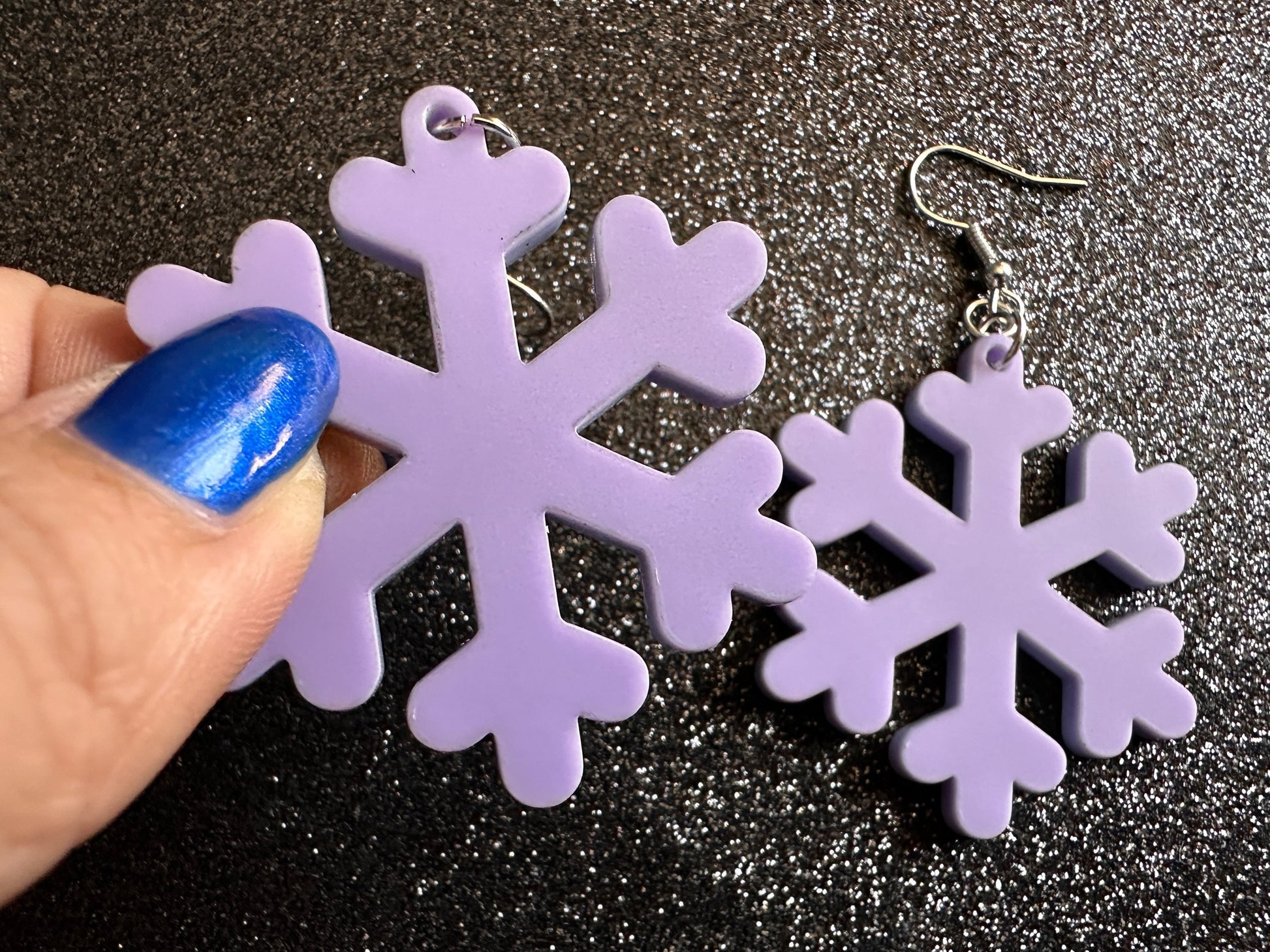 Purple Snowflake Earrings: Laser Cut Acrylic Snowflakes, Lilac Snowflakes, Stormy Weather, Snowing, Snow, Winter, Gifts for Her/Him/Them