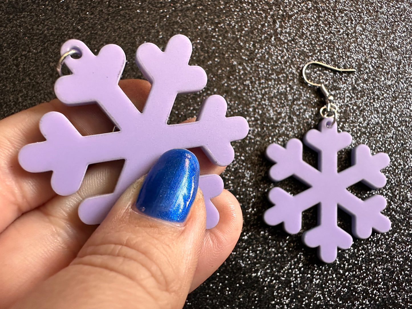 Purple Snowflake Earrings: Laser Cut Acrylic Snowflakes, Lilac Snowflakes, Stormy Weather, Snowing, Snow, Winter, Gifts for Her/Him/Them