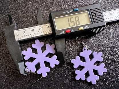 Purple Snowflake Earrings: Laser Cut Acrylic Snowflakes, Lilac Snowflakes, Stormy Weather, Snowing, Snow, Winter, Gifts for Her/Him/Them