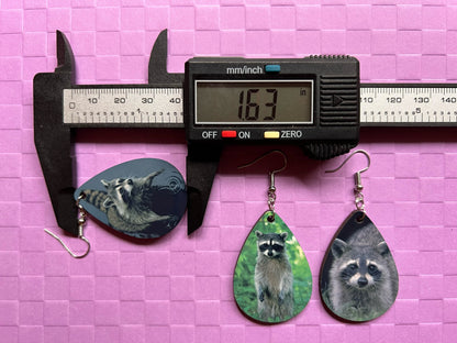 Raccoon Earrings: Cute Animal, Trash Panda Earrings, Zoo, Sublimated, Best Gift for Her/Him/Them