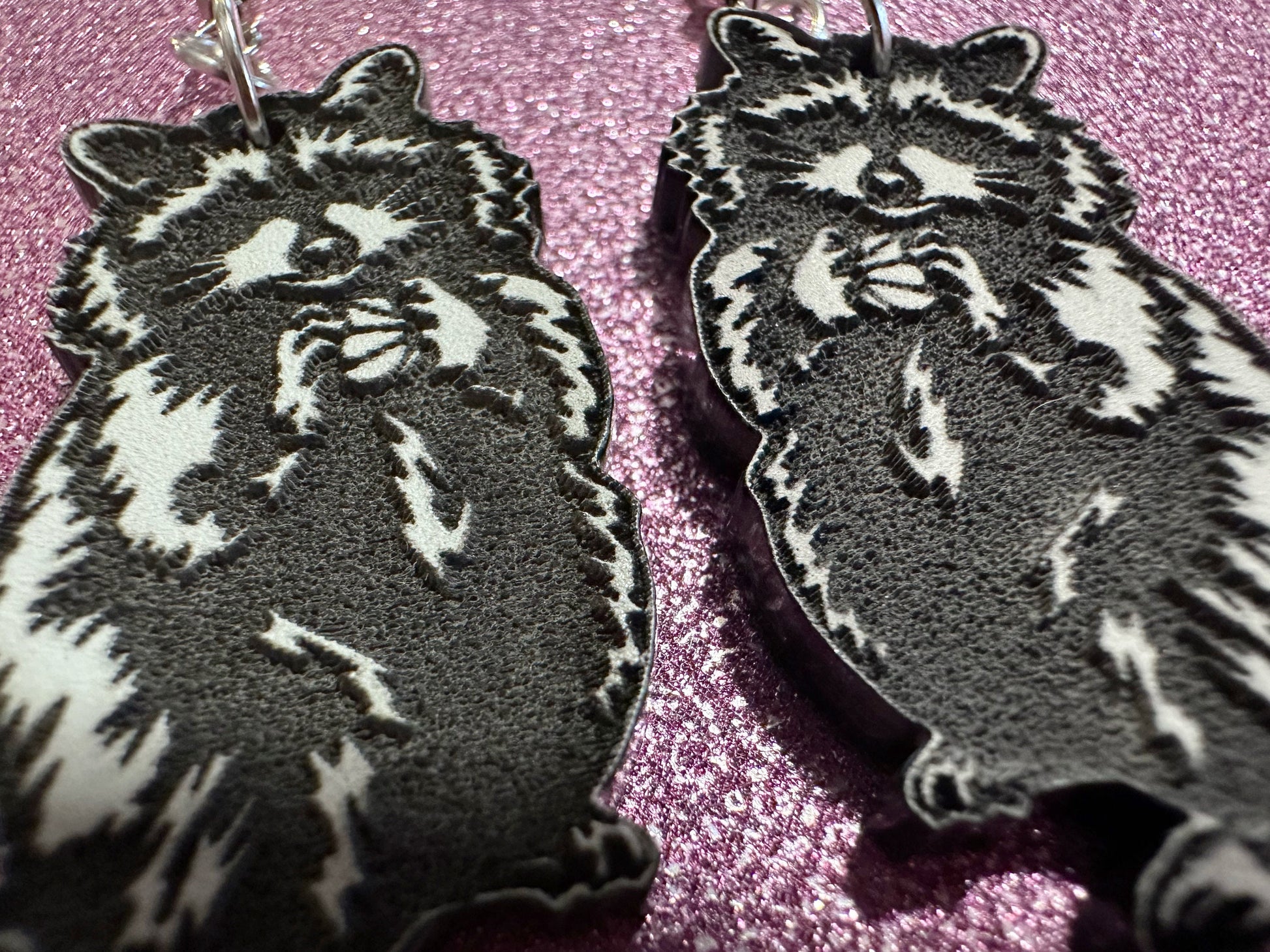 Raccoon Earrings: Laser Cut Acrylic Racoons, Animals, Bandit Racoon, Cute Thief, Trash Panda Earrings, Zoo, Best Gifts for Her/Him/Them