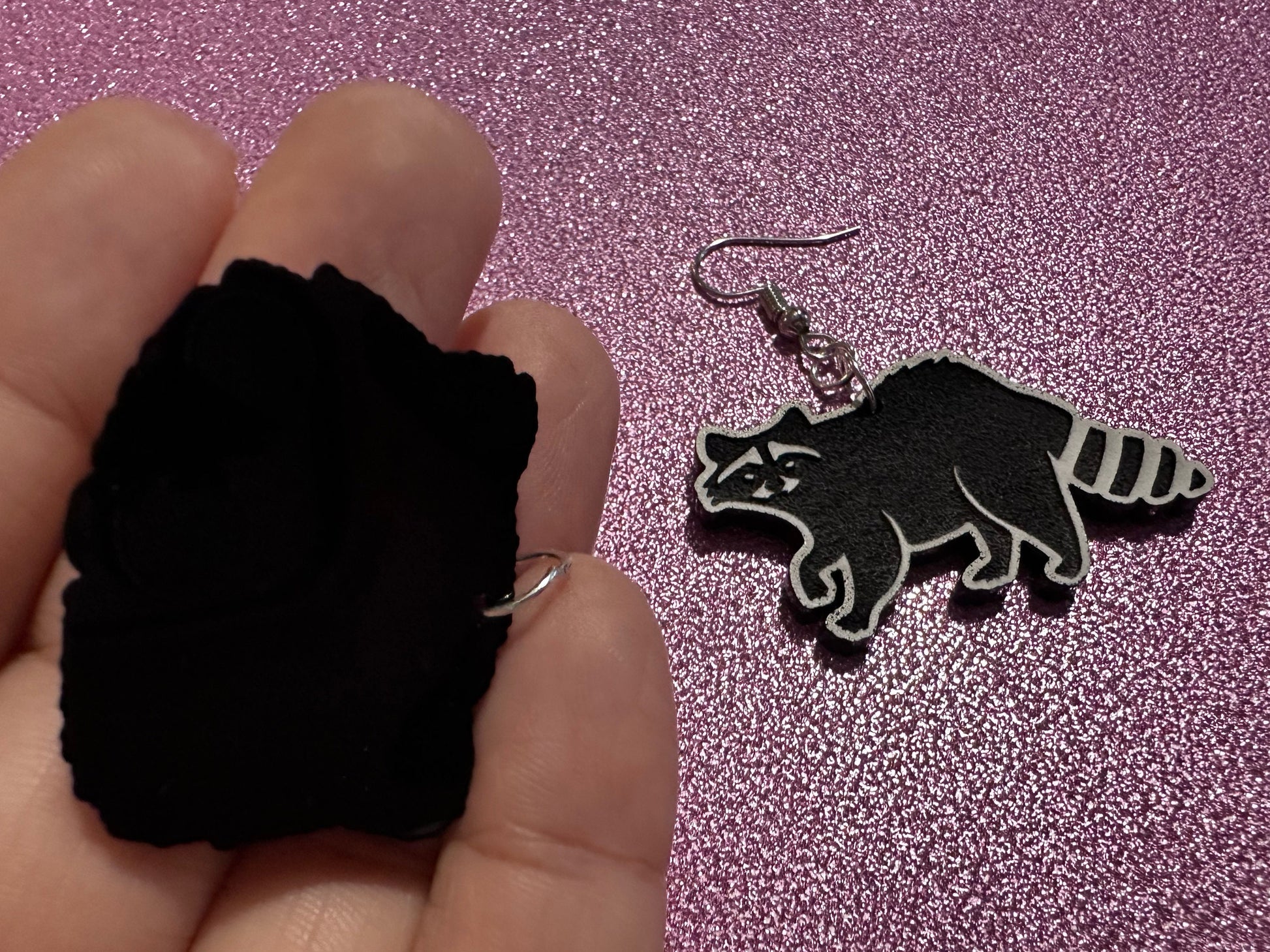 Raccoon Earrings: Laser Cut Acrylic Racoons, Animals, Bandit Racoon, Cute Thief, Trash Panda Earrings, Zoo, Best Gifts for Her/Him/Them
