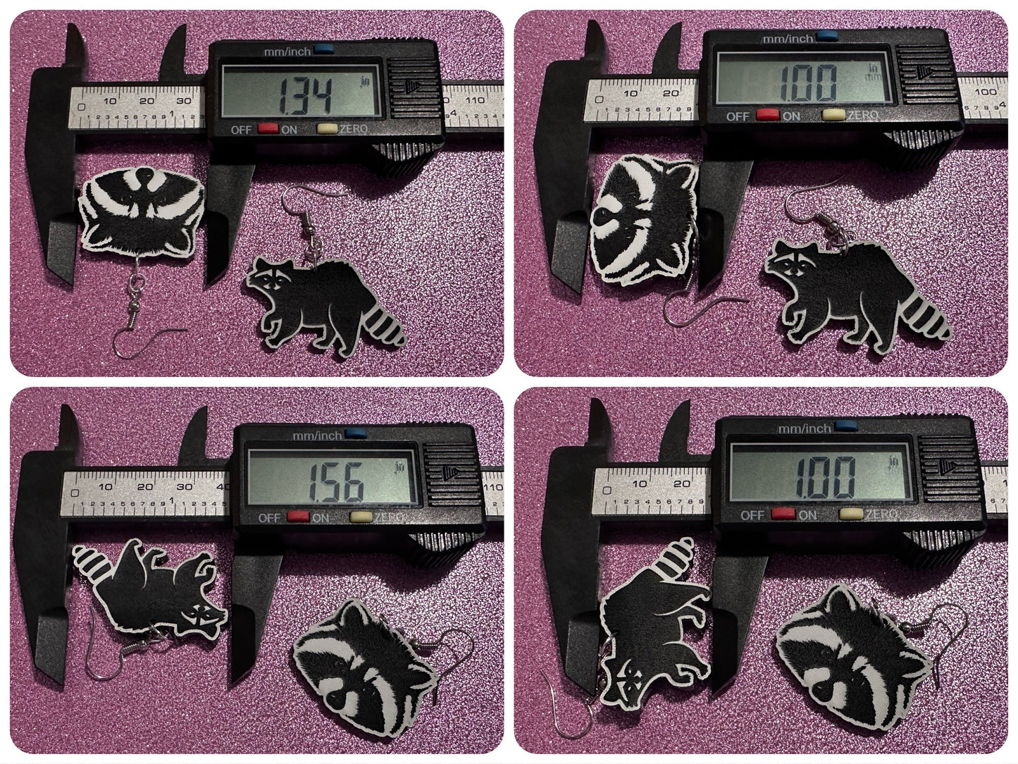 Raccoon Earrings: Laser Cut Acrylic Racoons, Animals, Bandit Racoon, Cute Thief, Trash Panda Earrings, Zoo, Best Gifts for Her/Him/Them