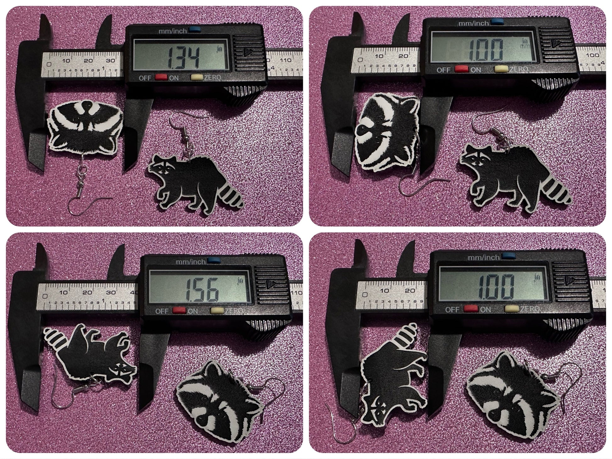 Raccoon Earrings: Laser Cut Acrylic Racoons, Animals, Bandit Racoon, Cute Thief, Trash Panda Earrings, Zoo, Best Gifts for Her/Him/Them