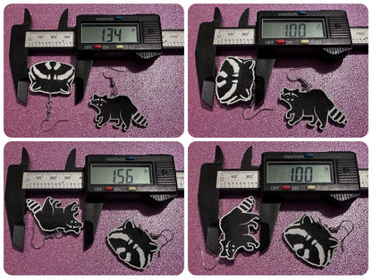 Raccoon Earrings: Laser Cut Acrylic Racoons, Animals, Bandit Racoon, Cute Thief, Trash Panda Earrings, Zoo, Best Gifts for Her/Him/Them