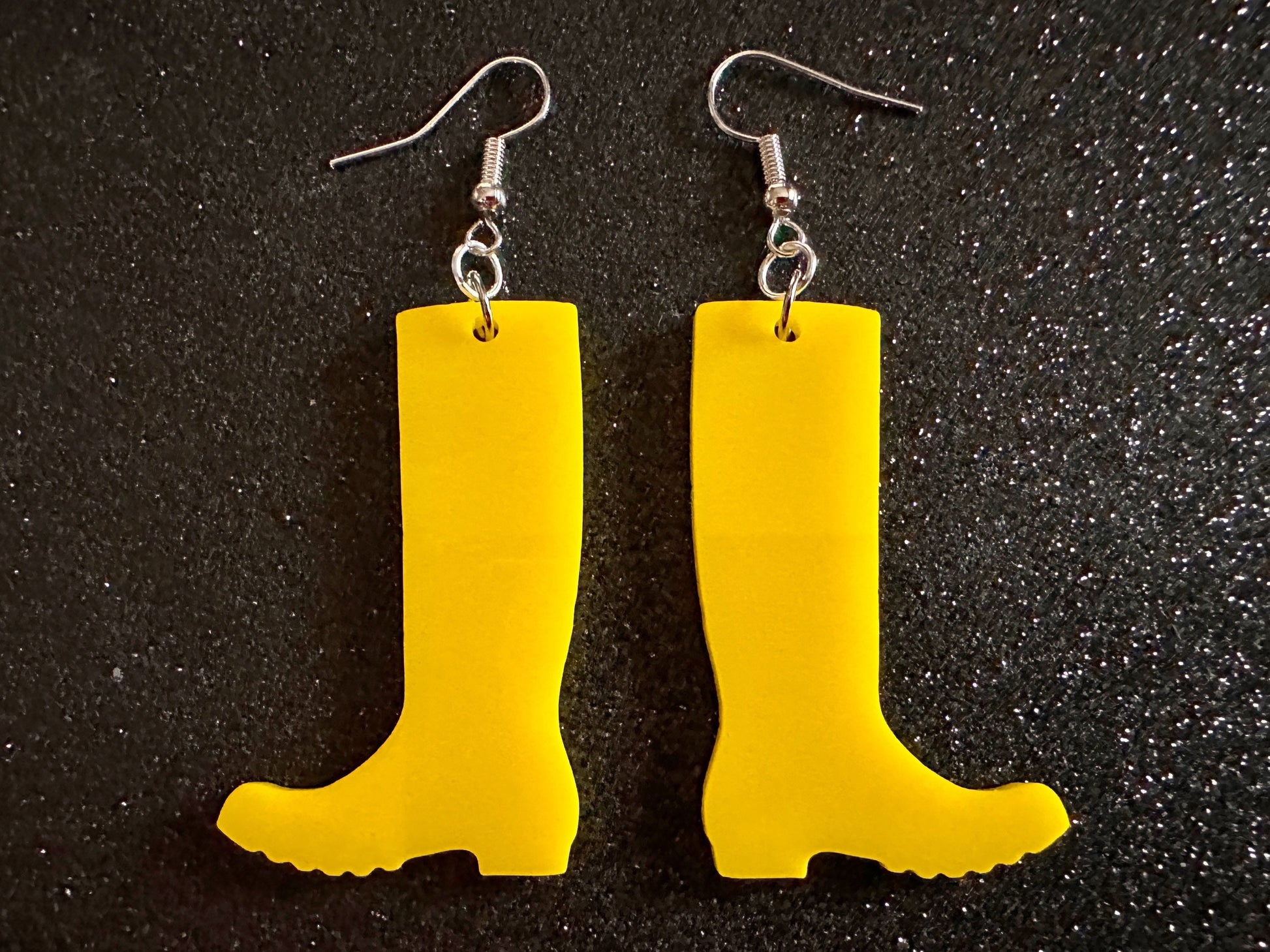 Rain Boot Earrings: Laser Cut Acrylic Boots, Rain, Weather, Yellow Boots, Rainy Day, Rubber Boots, Rain Gear ,Best Gifts for Her/Him/Them