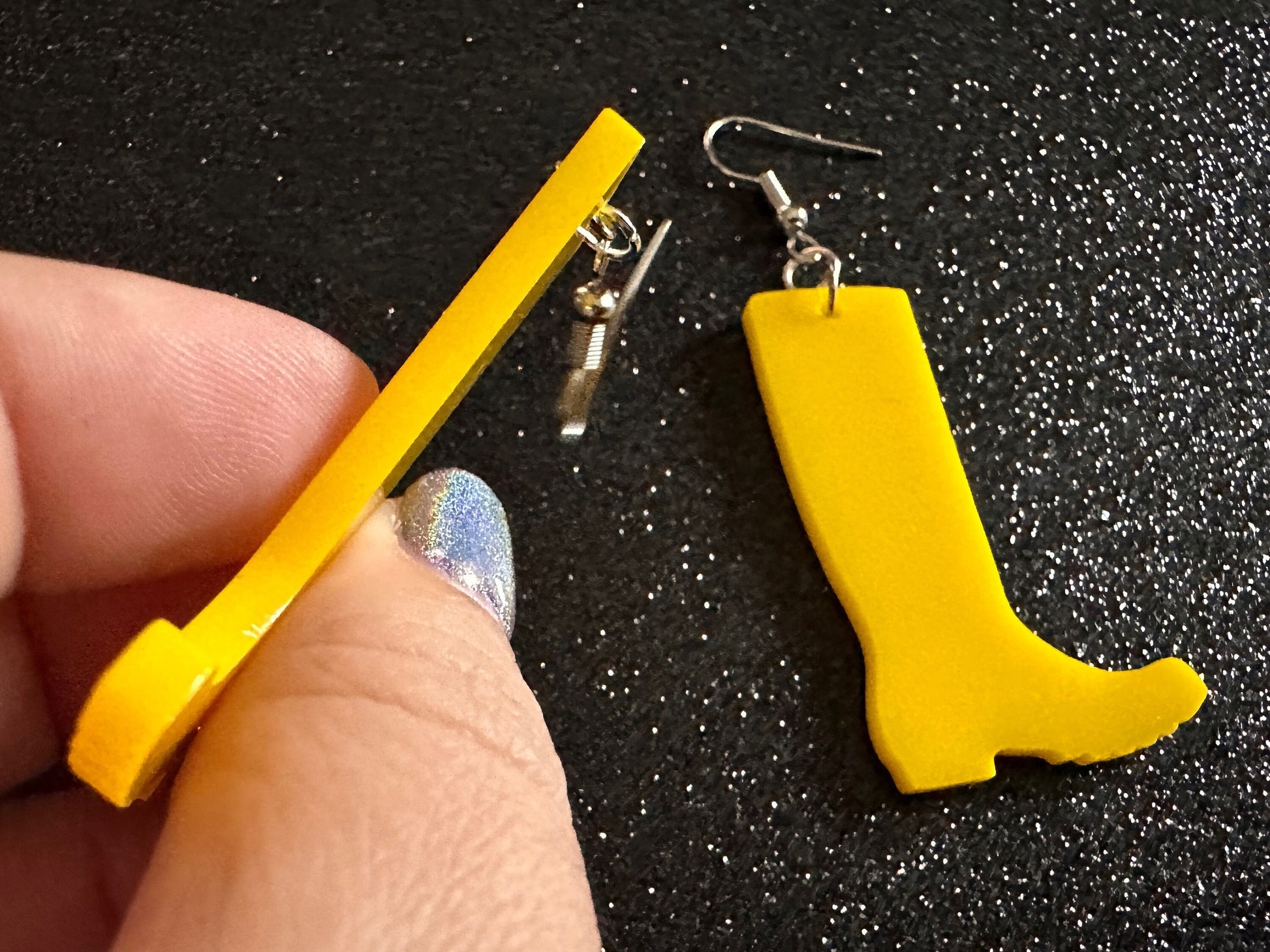 Rain Boot Earrings: Laser Cut Acrylic Boots, Rain, Weather, Yellow Boots, Rainy Day, Rubber Boots, Rain Gear ,Best Gifts for Her/Him/Them