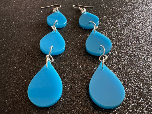 Rain Earrings: Laser Cut Acrylic Raindrops, Rain Drops, Drop, Tear, Stormy Weather, Raining, Rain Storm, Cold, Best Gifts for Her/Him/Them
