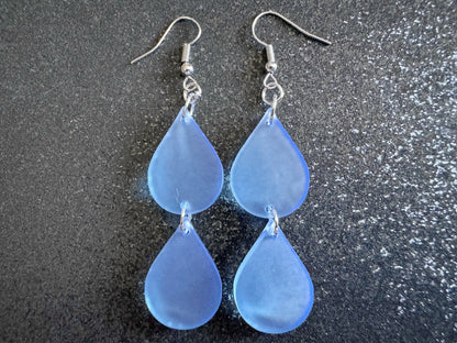 Rain Earrings: Laser Cut Acrylic Raindrops, Rain Drops, Drop, Tear, Stormy Weather, Raining, Rain Storm, Cold, Best Gifts for Her/Him/Them