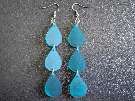 Rain Earrings: Laser Cut Acrylic Raindrops, Rain Drops, Drop, Tear, Stormy Weather, Raining, Rain Storm, Cold, Best Gifts for Her/Him/Them