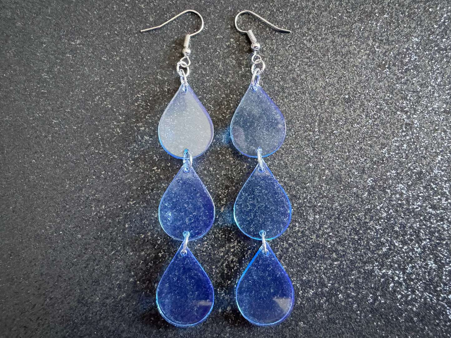 Rain Earrings: Laser Cut Acrylic Raindrops, Rain Drops, Drop, Tear, Stormy Weather, Raining, Rain Storm, Cold, Best Gifts for Her/Him/Them