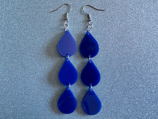 Rain Earrings: Laser Cut Acrylic Raindrops, Rain Drops, Drop, Tear, Stormy Weather, Raining, Rain Storm, Cold, Best Gifts for Her/Him/Them